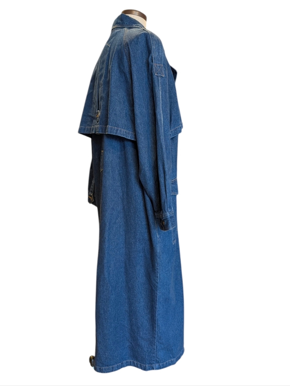 Vintage Together! Cotton Denim Duster Long Line Trench Coat. 12 Petite